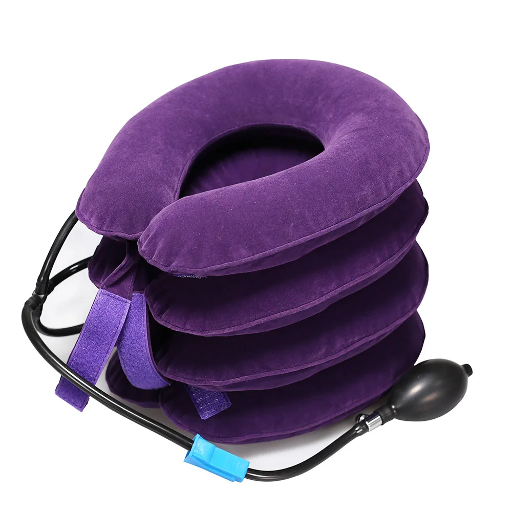 Надувной шейный Тяговый ошейник 4 слоя шейного тягового устройства воздушная Шея плечо поддерживает облегчение боли Подушка - Цвет: 1pc purple