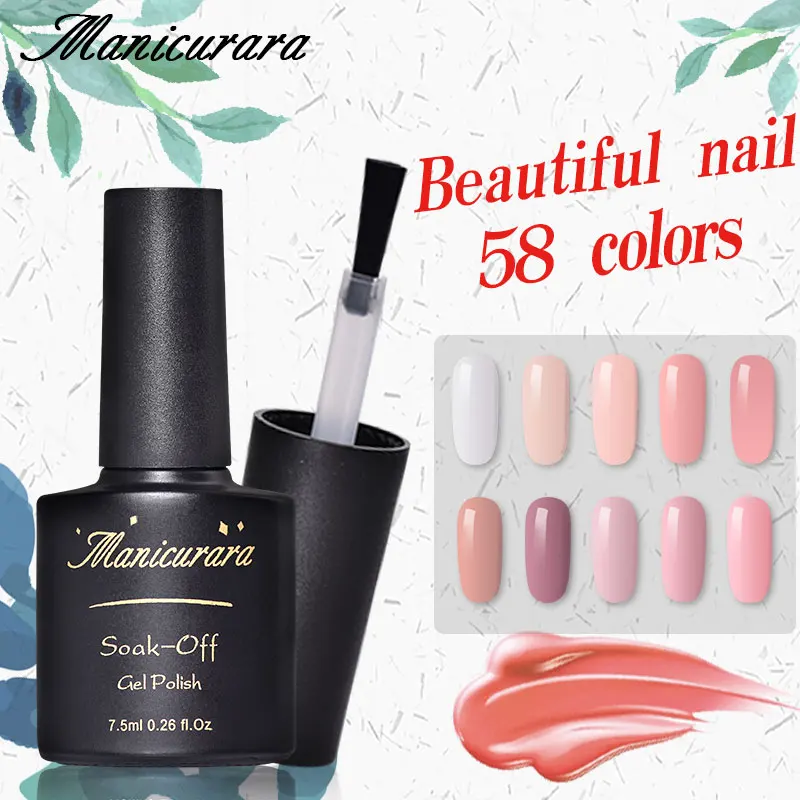 

Manicurara 7.5ml Gel Nail Polish Nude Pink Soak Off UV Gel Varnish 58 Colors Pure Color Manicure White Gray Nail Gel Lacquer