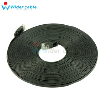 

15m 8P8C Ultra Flat CAT6 Patch cord Ethernet Lan Cable For Internet Black Color 1.1mm Thickness