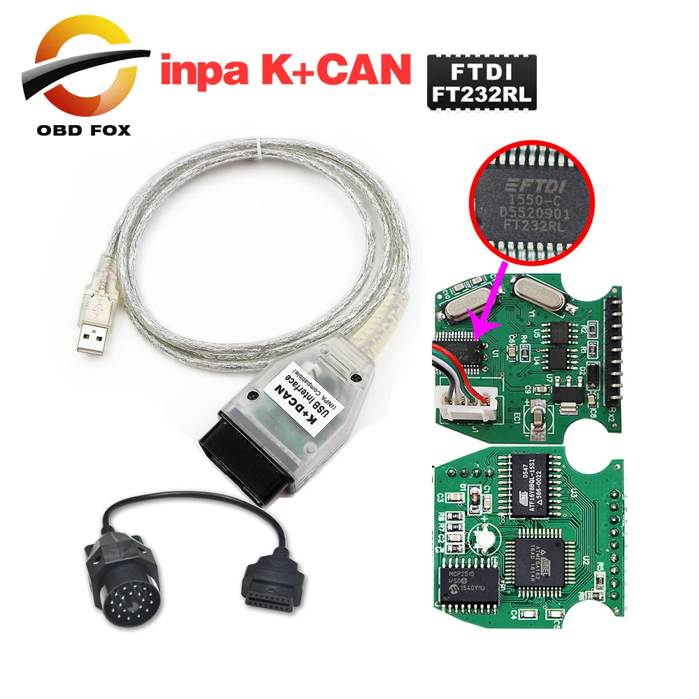 

For BMW INPA K+CAN K CAN INPA With FT232RL Chip with Switch for BMW INPA K DCAN USB Interface Cable With 20PIN for BMW