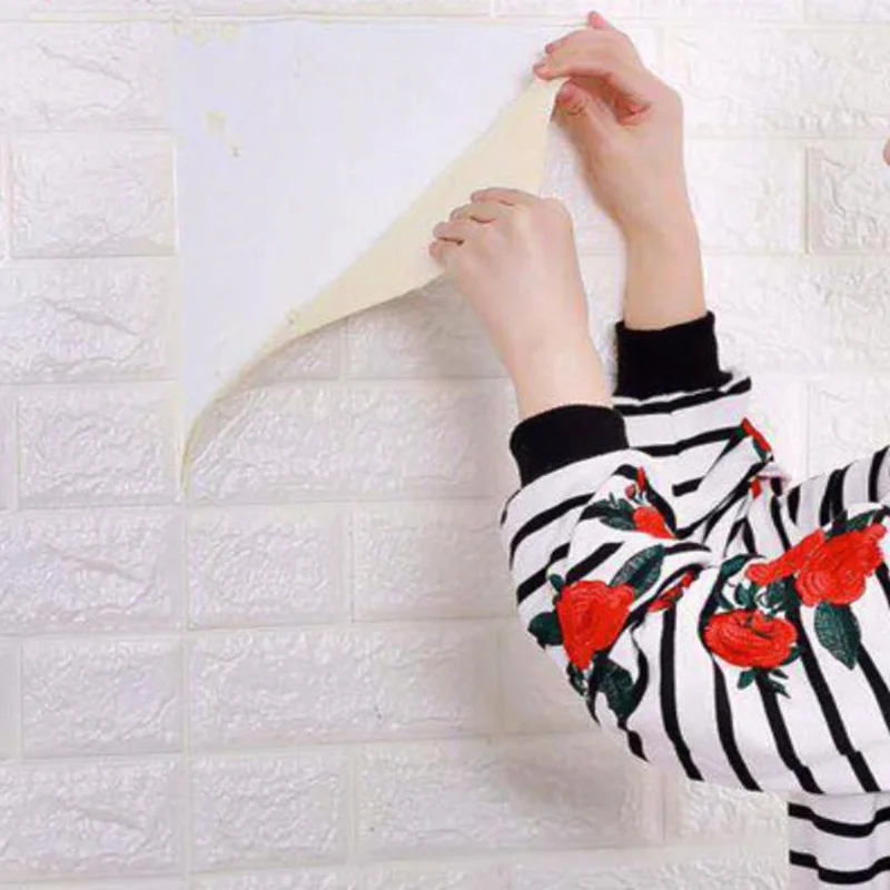 

77*38CM 3D Brick Home Decoration Wall Stickers Living Room Bedroom Decor Foam Self Adhensive Wallpaper Art home DIY Wall Decals