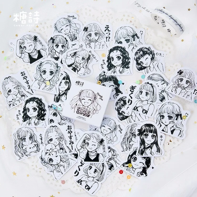 

45 PCS/box Cute New Little Sister Paper Lable Stickers Crafts And Scrapbooking Decorative Lifelog Sticker Lovely Stationery