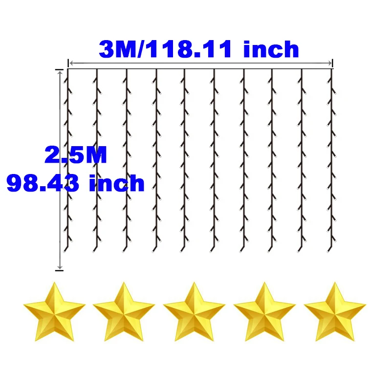 GAISMA 8X3/10x3 м светодиодный занавес Рождественские огни для помещений Свадебные гирлянды вечерние украшения для дома Новогоднее праздничное освещение - Испускаемый цвет: V