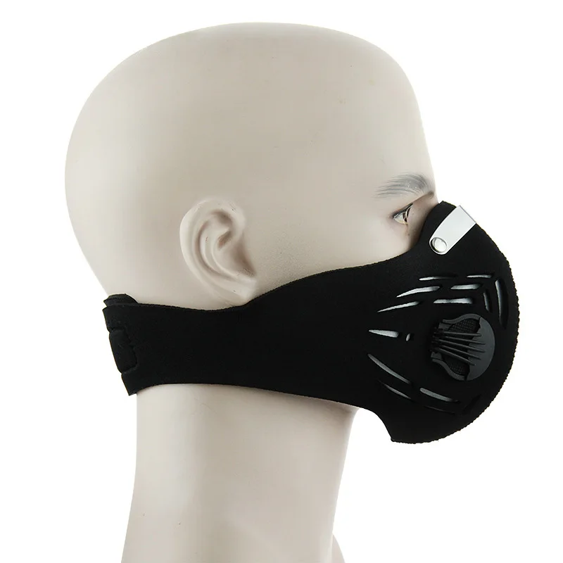

FUERS Reusable Valved Black Bicycle Face Nose Mouth Activated Carbon Filter Anti Dust Mask Respirator For Sport Cycling