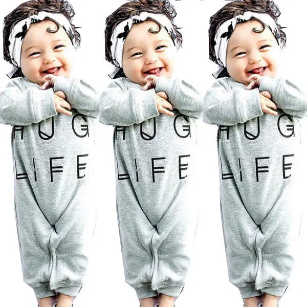 Newborn Baby Boys Girls Bodysuit Hug Life Romper Jumpsuit Outfits Casual Clothes