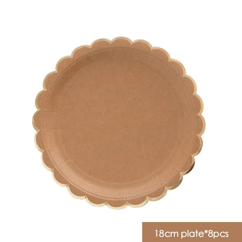 8pcs Birthday Party Decoration Disposable Tableware Kraft Paper Supplies Plates Cups Napkins for Festival Carnival | Дом и сад