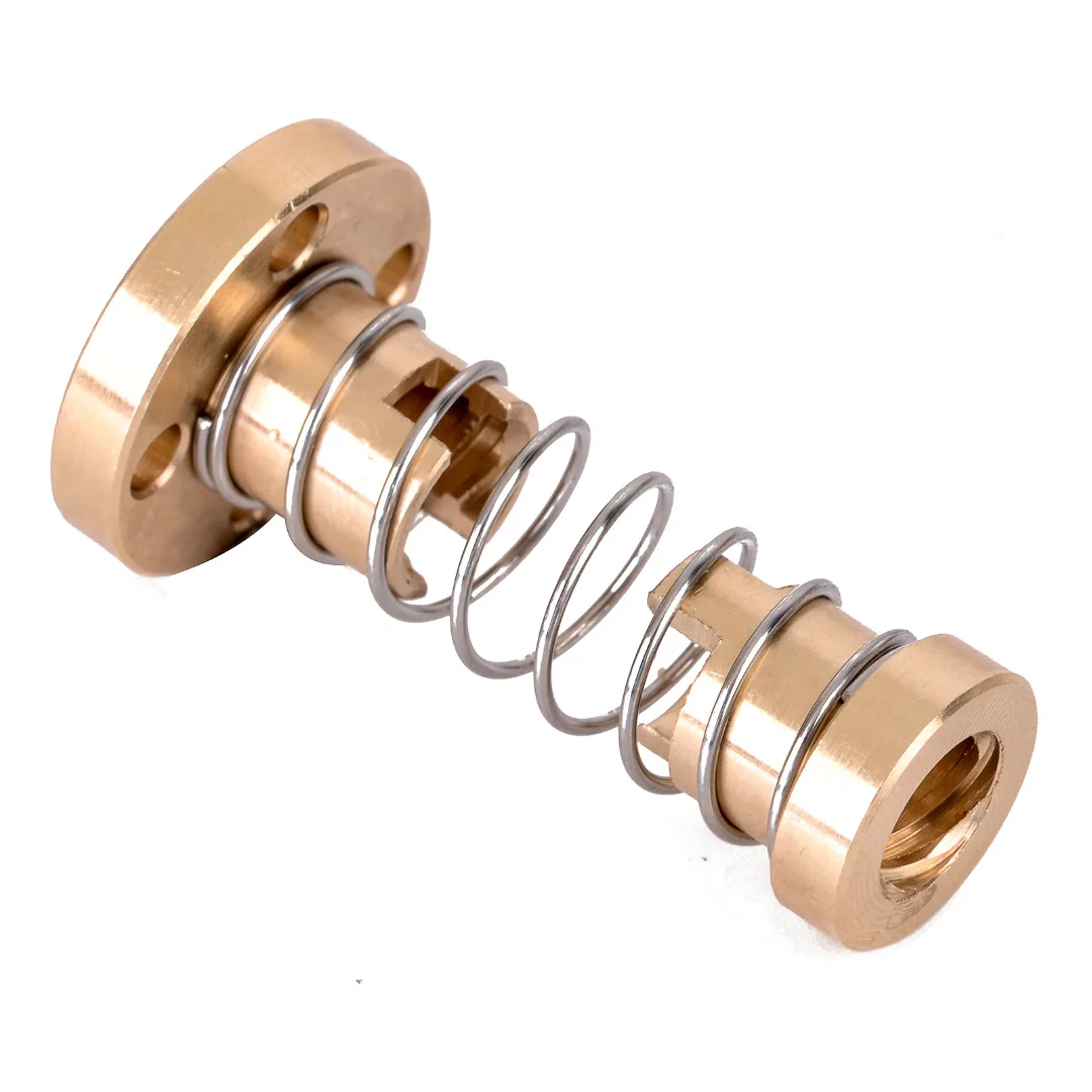 New T8 Anti-Backlash Spring Loaded Nut Brass Elimination Gap Nut For 8mm Threaded Rod Lead Screw 3D Printer Parts