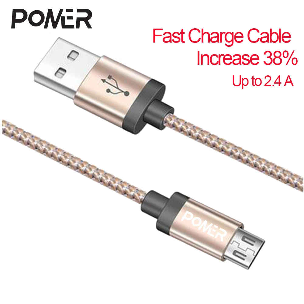 POMER Micro Usb Cable Quick Charge Metal Nylon Braided