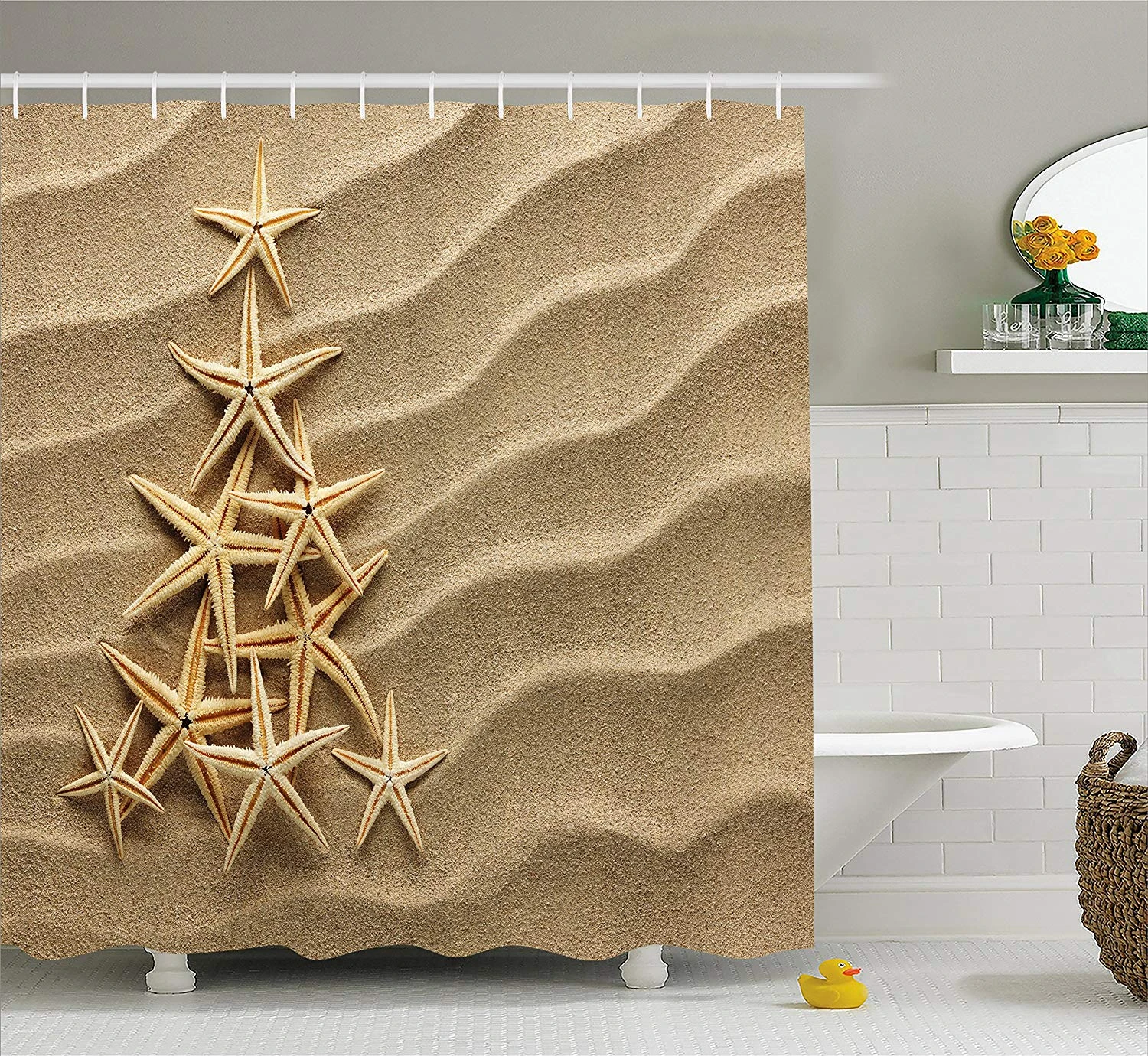 Starfish Shower Curtain Doormat Christmas Tree From Shells On Sand Maritime Summer Coast Holiday Vacation Bathroom Decor Shower Curtains Aliexpress