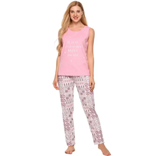 Ekouaer Pajamas Women Set Sleeveless Tank Top and Long Pants Lounge