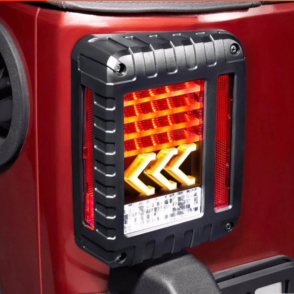 

LED Tail Lights Reverse Lamps Amber Arrow Turn Signal EU / US For Jeep Wrangler JK 2007-2017 Daytime Running Lights
