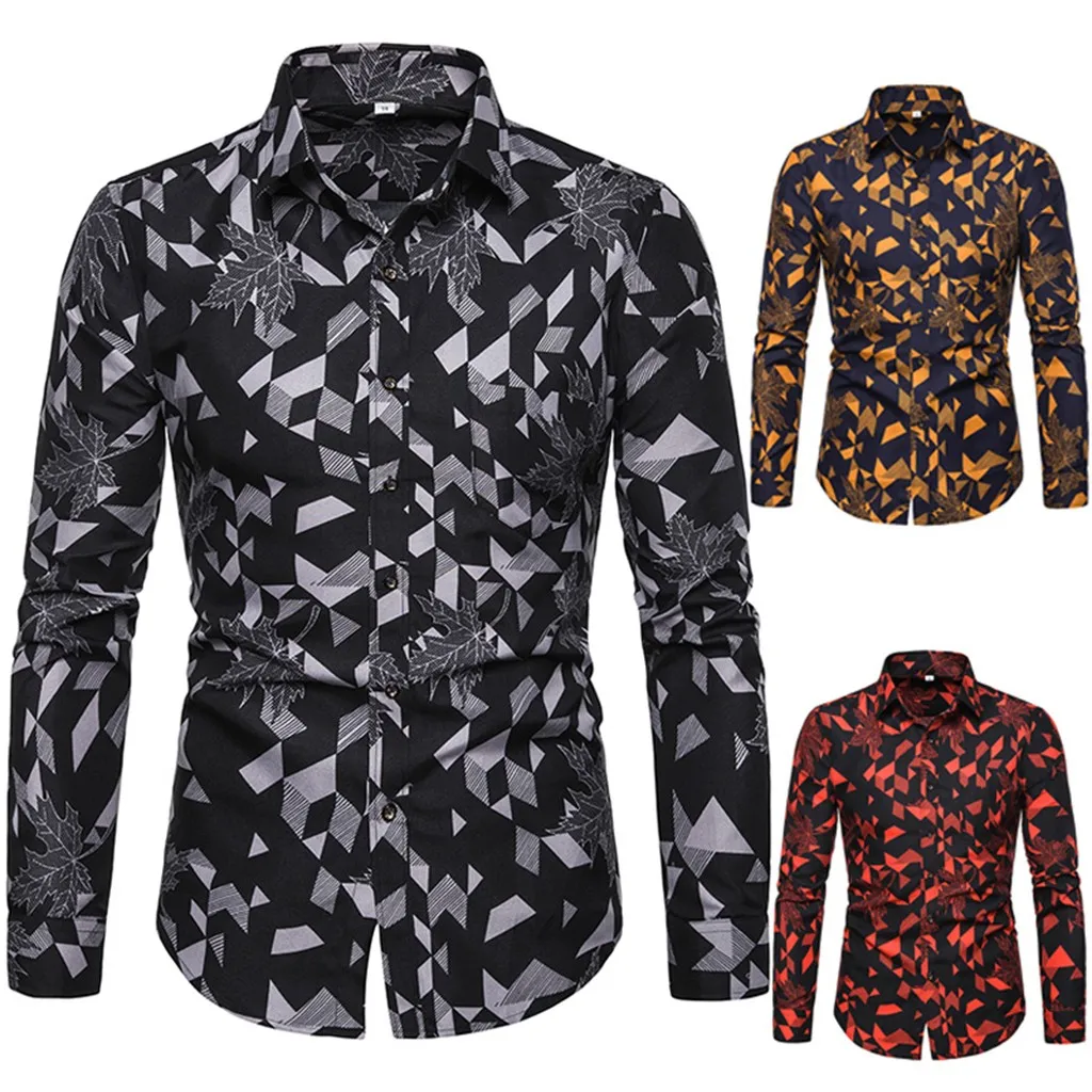 

2019 New style summer shirt Men's New Fashion Printed Long Sleeve Shirts Slim Comfortable Long Sleeve Shirt Hawaiian shirt sale