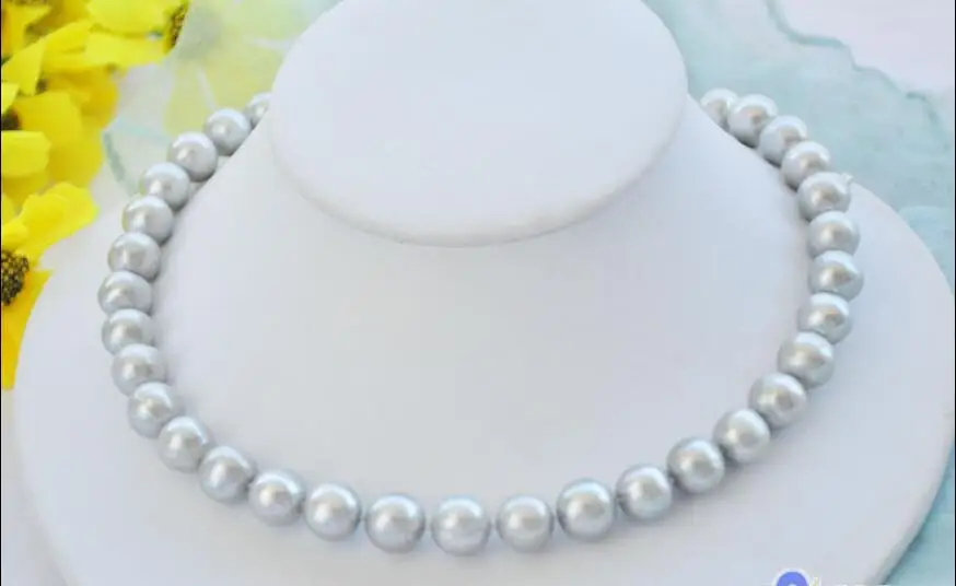 

Hot sale new Style >>>>> A++ 17" 12mm ROUND GRAY Freshwater cultured PEARL NECKLACE