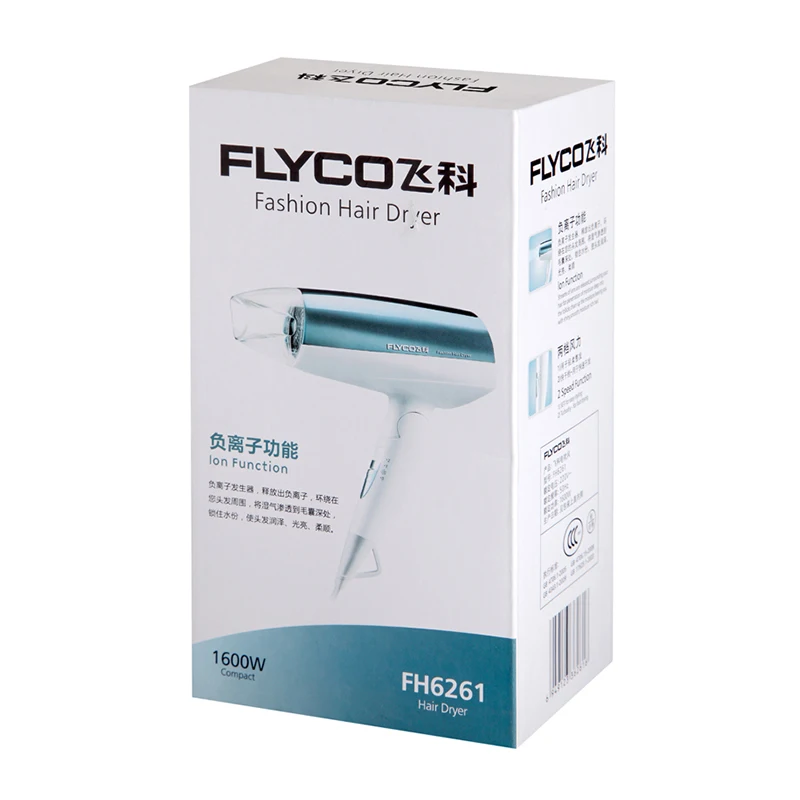 Flyco Профессиональный анион Функция нагрева баланс Технология фен защита от перегрева тихий дизайн фен fh6260