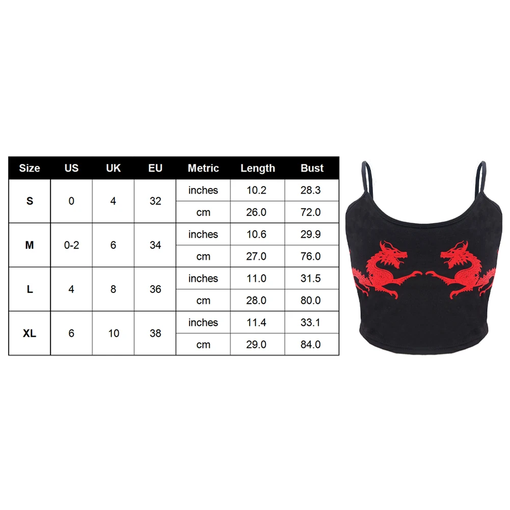 Women Summer Fitness Dragon Pattern Sleeveless U Neck Cropped Casual Fashion Sexy Polyester Crop Tops Straps Attractive Tight