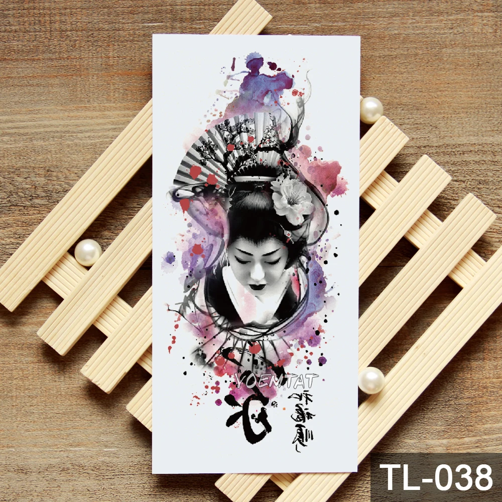 Временные татуировки водонепроницаемые модные женские мужские японские geisha warrior