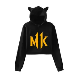 2019 Mortal Kombat 11 модный принт кошка укороченный топ женский летние худи Толстовка Сексуальная K-pops Harajuku кошка с капюшоном Мода XXL