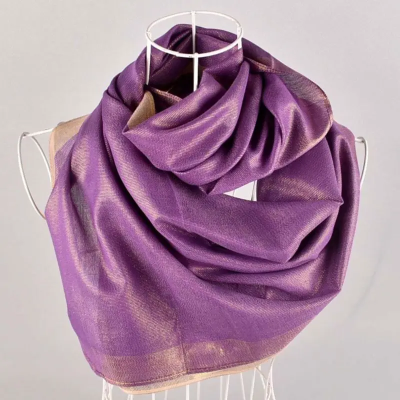 

11 Colors Muslim Hijab Women Metallic Glitter Contrast Color Square Shawl Scarf Twill Islamic Head Wrap Multi-Function Headscarf