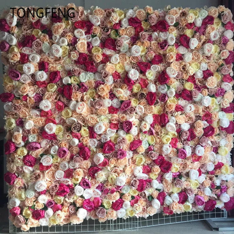 

TONGFENG 10pcs/lot MIXCOLOR Wedding 3D flower wall flower runner wedding Artificial silk rose peony wedding backdrop decoration