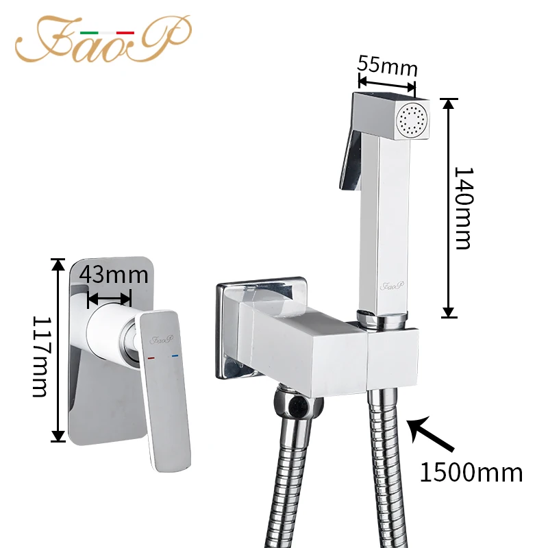 Кран для биде FAOP, латунный ручной душ для ванной комнаты, смеситель для душа, хромированный смеситель для биде для унитаза, для анальной чистки, мусульманский душ