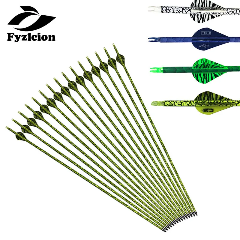 

12pcs Hunting Archery Carbon Arrow Bolts 30inch Camouflage Pure Carbon Arrow For Crossbow Compound Bow