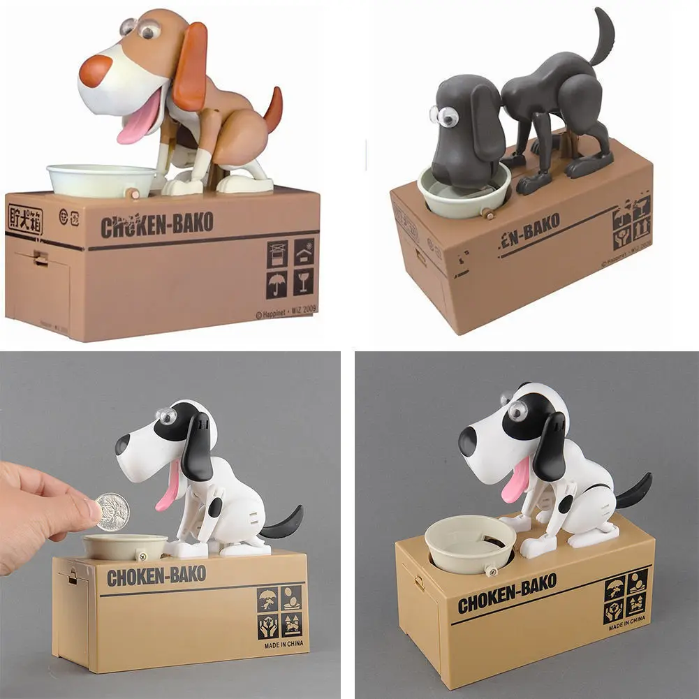 

Cute Hungry Robotic Dog Puppy Bank Coin Eating Save Saving Canine Funny Dog Money Boxes Random Color