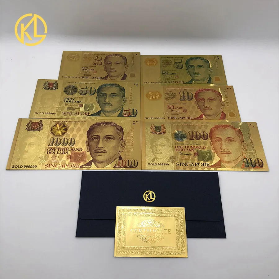 1 Pc シンガポールドル Sgd 5 紙幣レプリカ金プラスチックチケット法案紙幣 Coa とフレームのためのコレクション 金 紙幣 Aliexpress