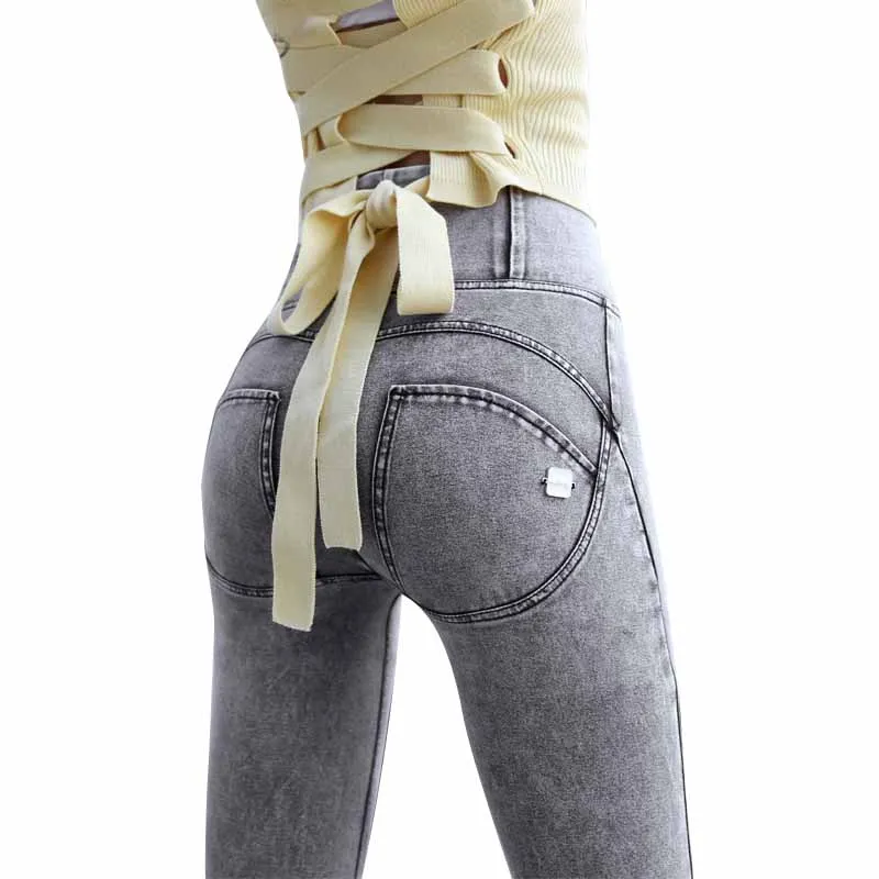 WQJGR полной длины Высокая талия джинсы Для женщин Сексуальная молния высокое качество джинсовые штаны узкие брюки-карандаш обтягивающие брюки Для женщин джинсы - Цвет: Серебристый