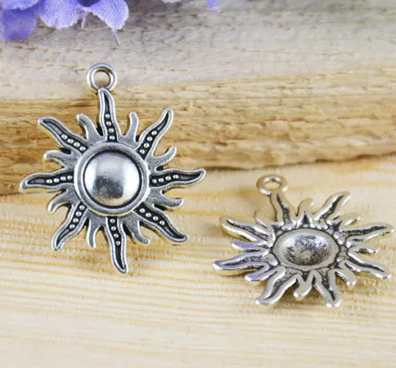 5pcs 25x28mm Antique Silver/Bronze Summer Sun Charms Pendant For DIY Jewelry Making AB104 2/D201