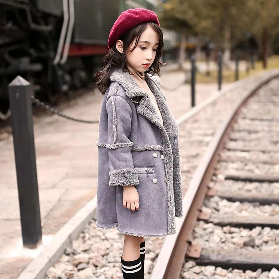 

Jackets For Girls 2018 Autumn Winter Children Outerwear Girls Cardigan Coat Kids Clothes Casual Long Jacket Girl Coats 120-160CM