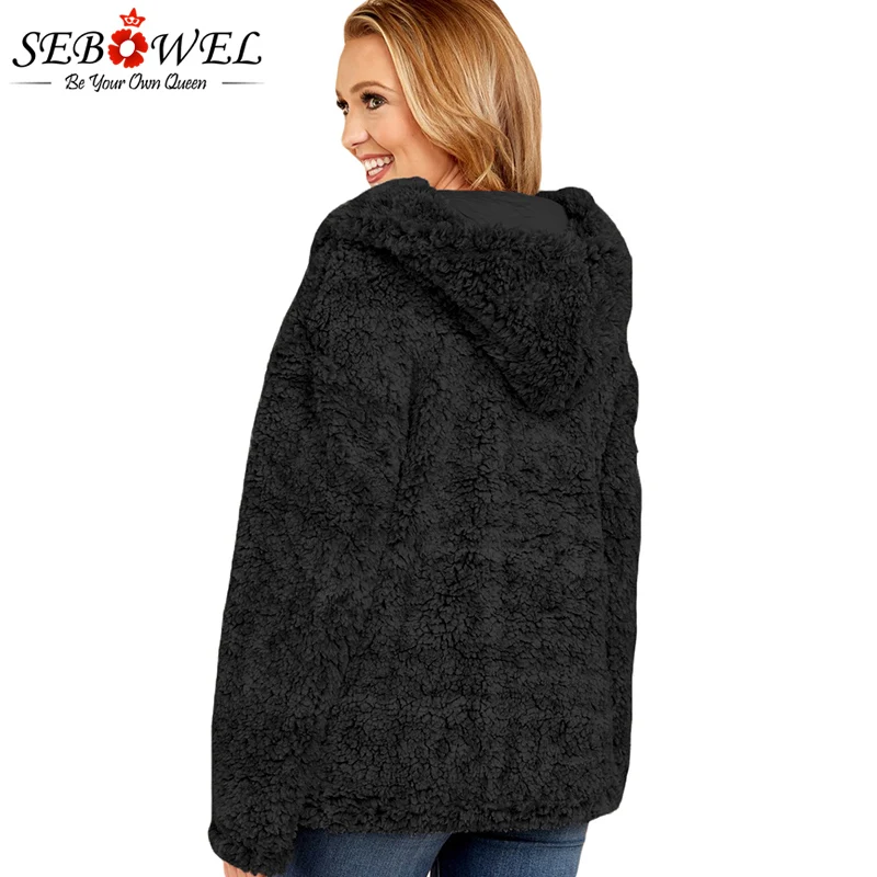 Black-Zip-Down-Furry-Hooded-Jacket-LC85168-2-2 