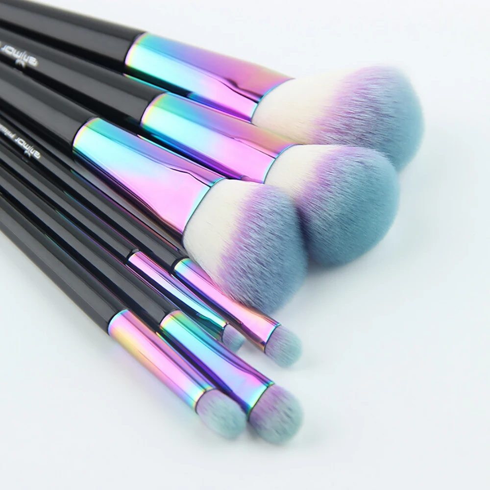 Vander High Quality 7pcs / Set Cosmetic Brush Professional Makeup Brush Tool Artificial Fiber Black Wood Handle + Color Hair