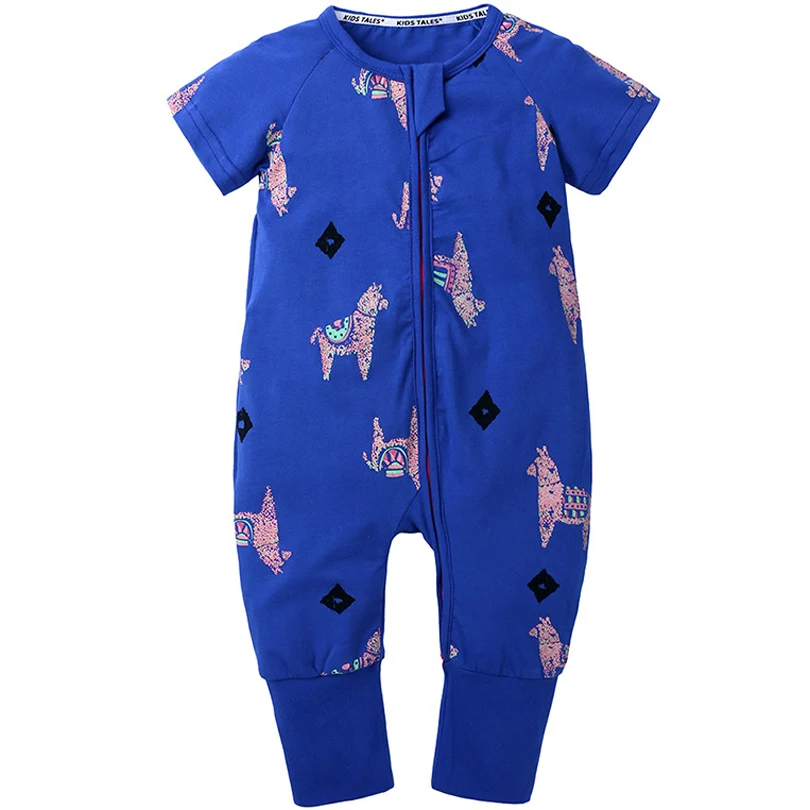 

2019 Newborn Baby Clothes Short Sleeve Girls Boys Romper Cartoon Little Horse Print Design Cotton Rompers De Costumes Blue
