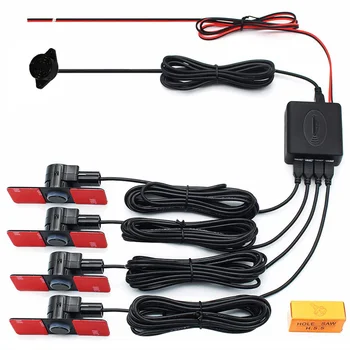 

Auto Parktronic Car Parking Sensor 13mm Flat 4 Sensors Reverse Backup Radar Detector BI-BI Sound Buzzer Alarm Adjustable Sound