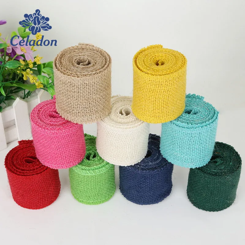 

2 Meter 6cm Natural Jute Burlap Roll Hessian Ribbon For Vintage Rustic Wedding Party Decoration Wedding Favors