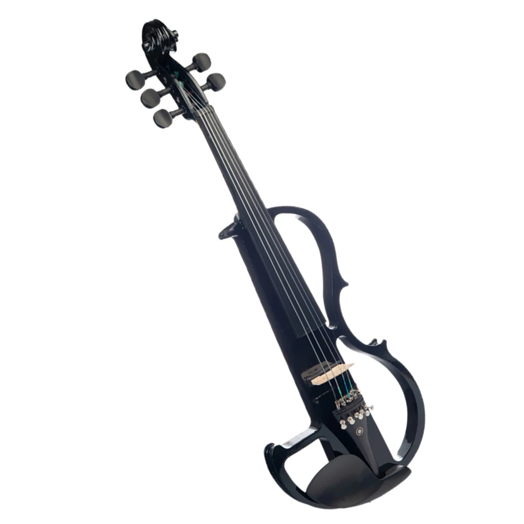 4/4 Solid Wood Black 5 String Electric Violin Kit Musical Instrument with Bow Case Rosin Headphone Cable Gift for Violin Players