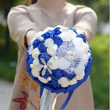 Поп Невесты Букет Синий Брошь Свадебный Букет де mariage Полиэстер Свадебные Букеты Хрустальные Цветы buque де noiva