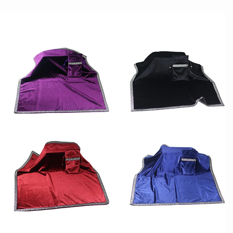 4 Kinds Colors Tarot Tablecloth With Bags Silver Side High Quality Flocking Fabric Tarot Board Game Accessories By Hand 4 Kinds Colors Tarot Tablecloth With Bags Silver Side High Quality Flocking Fabric Tarot Board Game Accessories By Hand