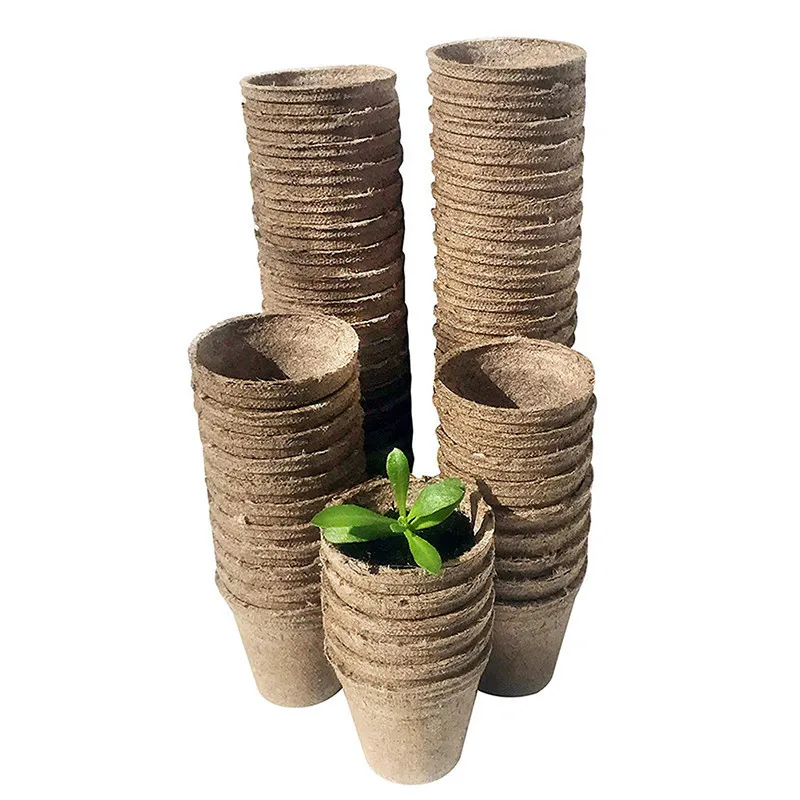 

100Pcs Fiber Biodegradable Pulp Pots Plants Seedling Raising Pot Vegetable Fruit Nursery Tray Pot Cup Garden Supplies