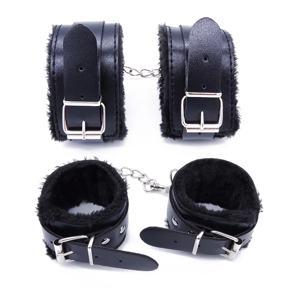 DOMI 11pcs/Set Handcuffs, Footcuffs, Anal Plug, Vibrator Dildo Adult Game Erotic Toy Women Fetish Bondage Sex toys