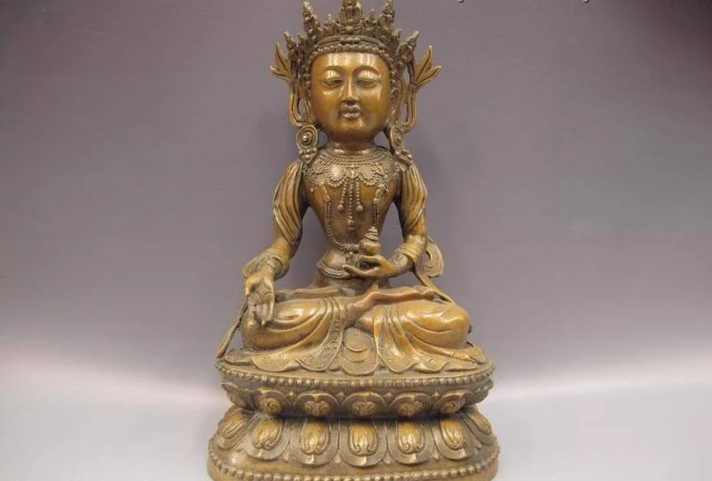 

Tibet Buddhism Temple Bronze Copper Kwan-yin Guan Yin Bodhisattva Buddha Statue