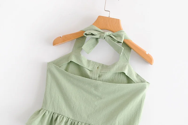 Shemujersky Green Halter Tops Summer Off Shoulder Streetwear Bandage Cropped Sexy Ruffles Women Crop Tops