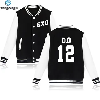 

KPOP EXO The Same Style sweatshirt baseball Jacket uniform coat men/women fashion fleece tracksuit plus size Jackets clothes
