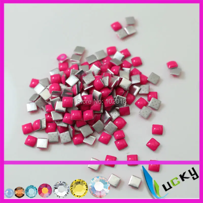 

4320pcs 4*4mm hot sell square shape hotfix epoxy pearl silver back