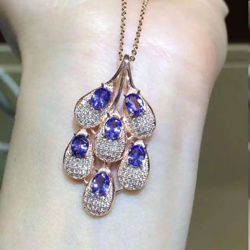 

Collares Collier Qi Xuan_Fashion Jewelry_Blue Stone Necklaces_Rose Gold Color Fashion Blue Necklaces_Factory Directly Sales