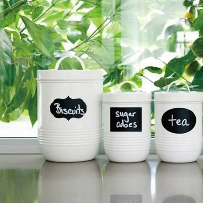 

36Pcs/Set PVC Craft Blackboard Sticker Black Kitchen Bottles Sticker for Jar Organizer Can Labels Chalkboard Home Decor