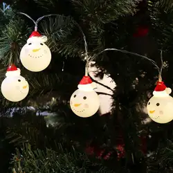 Теплый Белый Рождественский Снеговик светодиодный огни строки Крытый вечерние украшения лампы