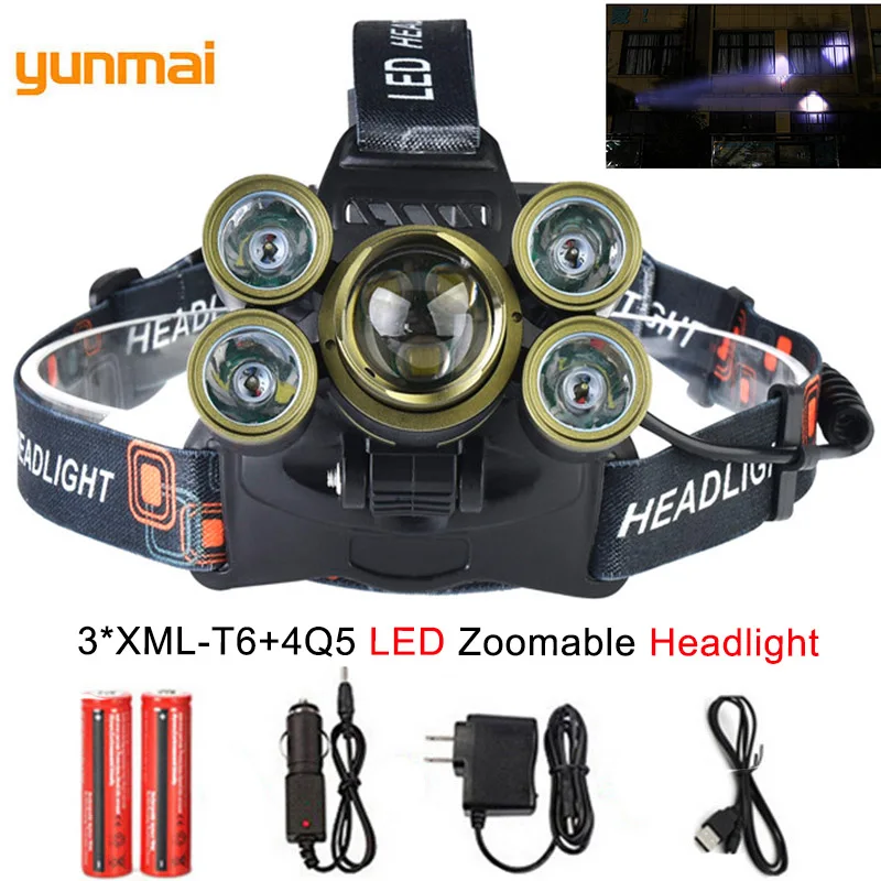 

20000LM Super Bright Headlamp 7LED Zoomable Headlight Lanterna Adjustable Zoom Head Flashlight 2*18650 Fishing Hunting Spotlight