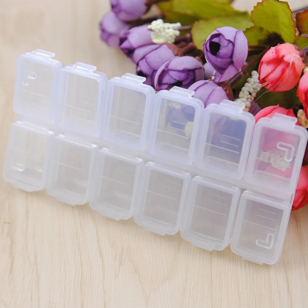 

12 Grids Independent Empty Rhinestone Jewelry Box Organizer For Home Office Container Box For Pill Office Storage Organizer