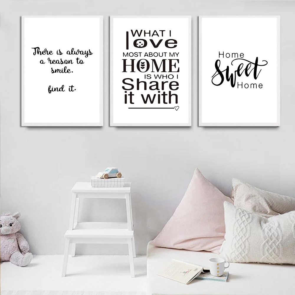 Black and White Art Wall Quotes Posters And Prints Minimalist Canvas Painting For Living Room Modern Hanging Nordic Unframed
